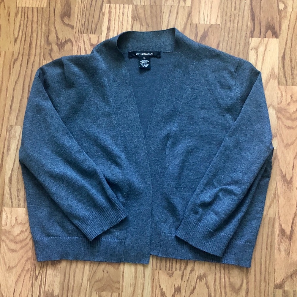 Gray Shrug Sweater with 3 Quarter Length Sleeves